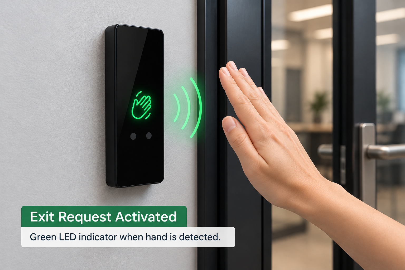 IR-T4B touchless exit button activated green LED