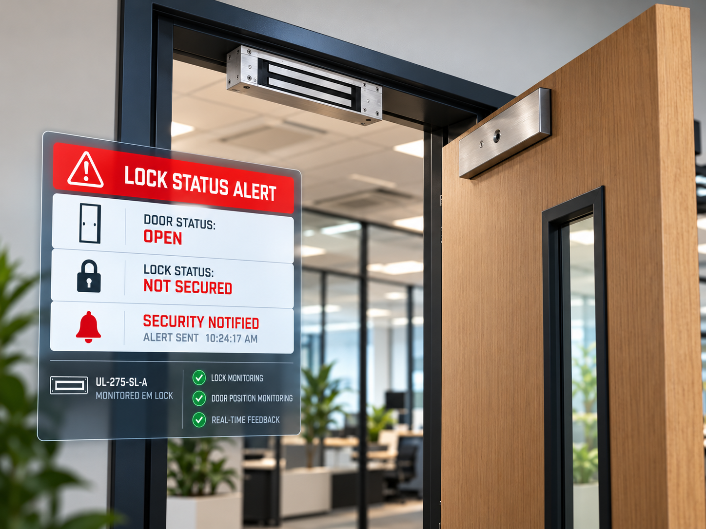 UL-275-SL-A monitored electromagnetic lock status feedback